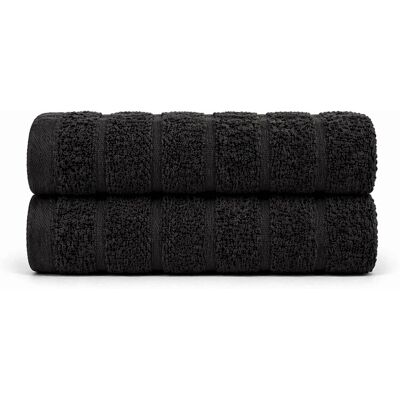 Borg Living Bomullshåndklær - 100% kammet bomull - 50x100 cm - 2-pak - Svart Borg Living Bomullshåndklær - 100% kammet bomull - 50x100 cm - 2-pak - Svart
