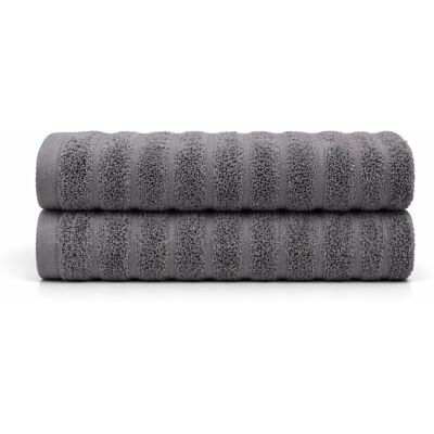 Borg Living Bomullshåndklær - 100% kjemmet bomull - Badehåndklær 70x140 cm - 2-pak - Mørkegrå Borg Living Bomullshåndklær - 100% kjemmet bomull - Badehåndklær 70x140 cm - 2-pak - Mørkegrå