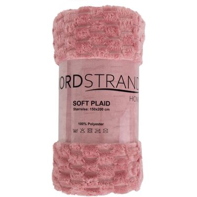 Nordstrand Home Fleece teppe - vaffelstruktur - 150x200 cm - Mykt rosa sofateppe - Nordstrand Home Fleece teppe - vaffelstruktur - 150x200 cm - Mykt rosa sofateppe -