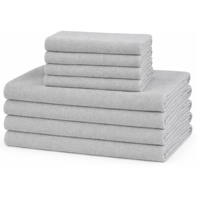 Borg Living Mikrofiber håndklær - Lettvekts håndklær - 8-pak - Lysegrå Borg Living Mikrofiber håndklær - Lettvekts håndklær - 8-pak - Lysegrå
