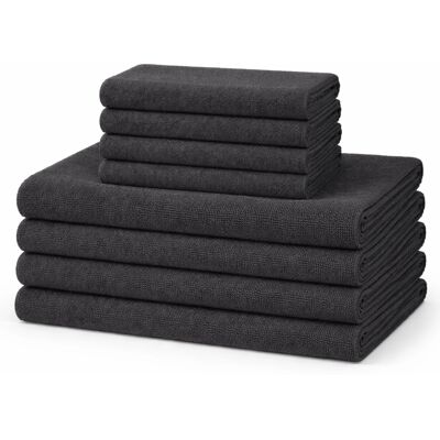 Borg Living Mikrofiberhåndklær - 8 stk - Grå - Rasktørkende Borg Living Mikrofiberhåndklær - 8 stk - Grå - Rasktørkende