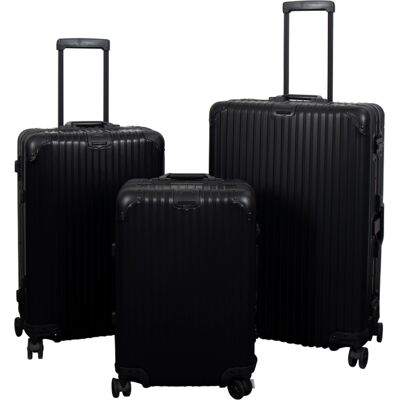 Borg Living Aluminiumskofferter - 3 stk. sett - Luksuriøse reisekofferter - Svart med TSA-lås Borg Living Aluminiumskofferter - 3 stk. sett - Luksuriøse reisekofferter - Svart med TSA-lås