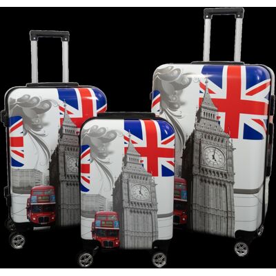 Borg Living Koffertsett - 3 stk. - Koffert med motiv - City of London - Hardcase lettvektskoffert med 4 hjul Borg Living Koffertsett - 3 stk. - Koffert med motiv - City of London - Hardcase lettvektskoffert med 4 hjul
