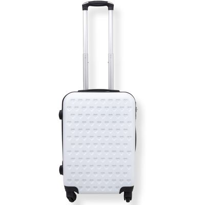 Borg Living Hvit kabinkoffert - Hardcase-koffert med hjerter - støtsikkert polypropylen - reisekoffert Borg Living Hvit kabinkoffert - Hardcase-koffert med hjerter - støtsikkert polypropylen - reisekoffert