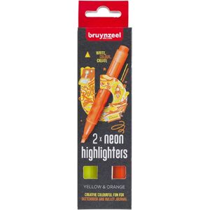 Bruynzeel Neon Highlighter, 2-Sett, Yellow & Orange