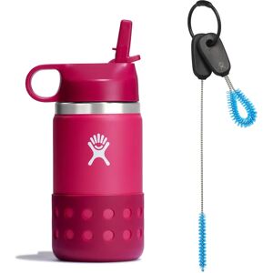 Hydro Flask Kids Wide Mouth, 354ml (12oz) + Straw & Lid Cleaning Set, Peony