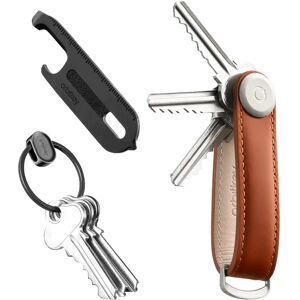 Orbitkey Leather Key Organiser Starter Kit, Cognac/tan