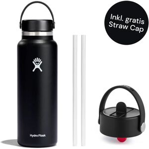 Hydro Flask Wide Mouth Flex Cap + Gratis Straw Cap, 1180 Ml (40oz), Black