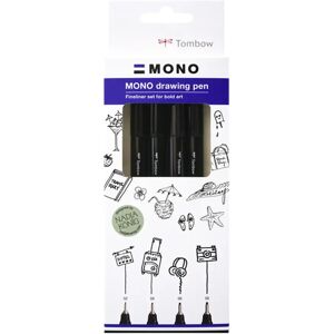 Tombow Fineliner Mono Drawing Set Bold, 4-Pakk