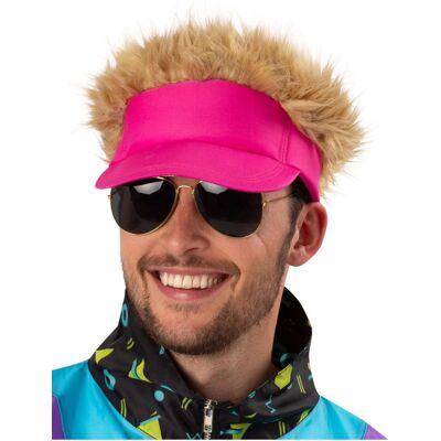 Smiffys - Visor Wig - Neon Pink - Fancy Dress Hat Smiffys - Visor Wig - Neon Pink - Fancy Dress Hat