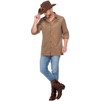Wilbers Autentisk Westernskjorte Taupe – Klassisk Cowboyskjorte - Medium Wilbers Autentisk Westernskjorte Taupe – Klassisk Cowboyskjorte - Medium