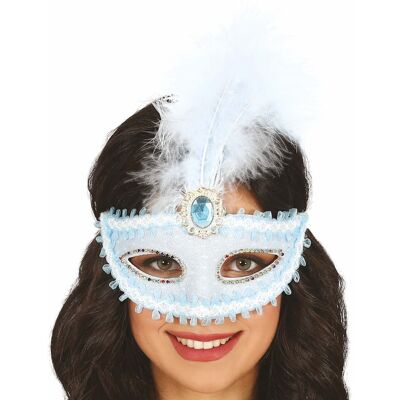 Fiestas Guirca Blå maske med fjær Fiestas Guirca Blå maske med fjær