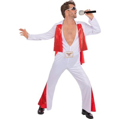 Smiffys Elvis Hvit jumpsuit, XL Smiffys Elvis Hvit jumpsuit, XL