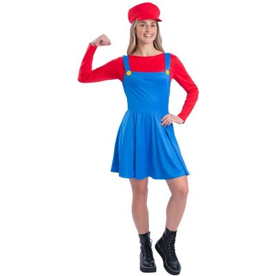 Smiffys Rørlegger Dame Rød Og Blå, XL Smiffys Rørlegger Dame Rød Og Blå, XL