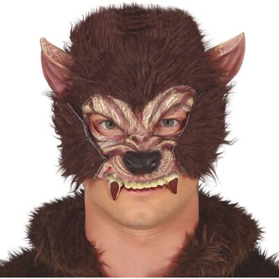 Fiestas Guirca Halvmaske Brun Ulv, lateks Fiestas Guirca Halvmaske Brun Ulv, lateks