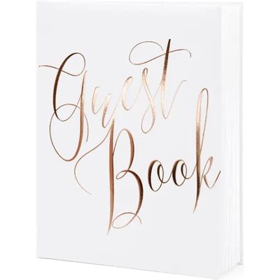 PartyDeco Gjestebok Hvit og Rosegull, 22 sider, 20x24cm PartyDeco Gjestebok Hvit og Rosegull, 22 sider, 20x24cm