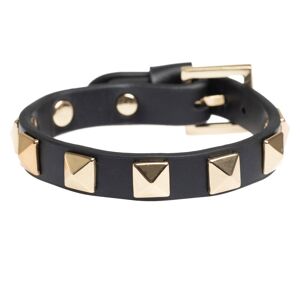 DARK Leather Stud Bracelet Black With Gold