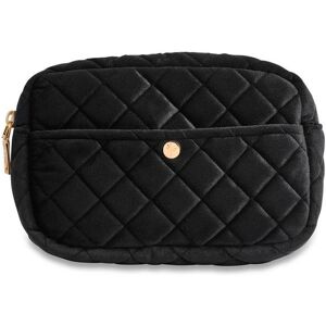 Fan Palm Beauty Bag Quilted Velvet Black Medium