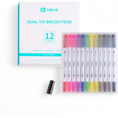LOKLik Dual Tip Brush Pens – 12 Colors LOKLik Dual Tip Brush Pens – 12 Colors