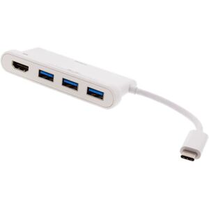 Deltaco Usb-C Hub, 1x Hdmi 4k At 30hz, 3x Usb-A 3.1, White