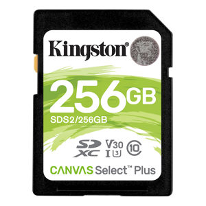 Kingston Canvas Select Plus Sdxc, 256gb, Class 10 Uhs-I, Black