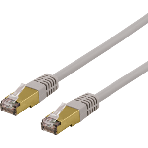 Deltaco S/ftp Cat6a Patch Kabel, 0,3 M, 500mhz, Delta-Sertifisert, Lszh, Grå