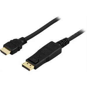 Deltaco Displayport Til Hdmi Skjermkabel Med Lyd, 1m, Svart