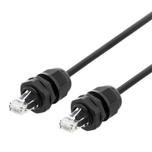 Deltaco S/ftp Cat6a Patch Cable, 2m, Ip68, Pg13.5/m20, Black