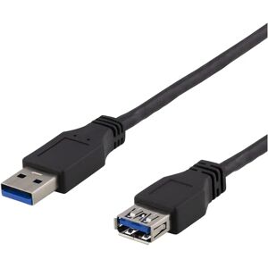 Deltaco Usb 3.1 Gen1 Forlengerkabel, 2m, Usb-A Han Til Usb-A Hun, Svart