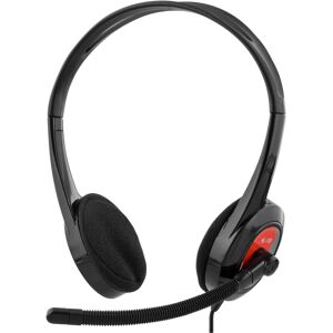 Deltaco Headset For Ultrabooks Og Nettbrett, 32 Ohm, 1x3,5mm 4-Pin, 1,8m Kabel, Svart/rød