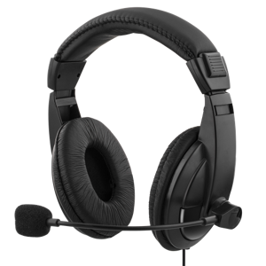 Deltaco Headset, Lukkete, 32 Ohm, Volumkontroll På Kabelen, 3,5mm, 2m Kabel, Svart