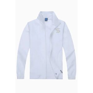 Sporty Windbreaker Jacket Unisex - White - XL