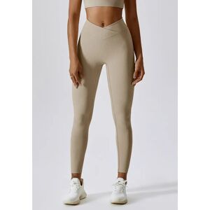 Ribbed Crossover Tights - Beige - L