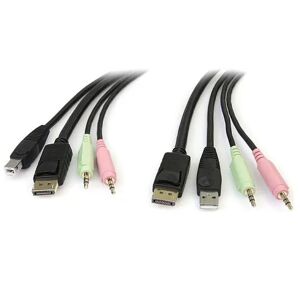 Startech 4-in-1 Usb Displayport Kvm Switch Cable W/ Audio & Microphone