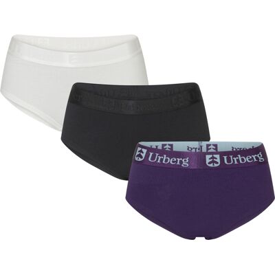 Urberg Bamboo Hipsters 3-Pack Wmn Black Beauty+bright White+grape XS Urberg Bamboo Hipsters 3-Pack Wmn Black Beauty+bright White+grape XS