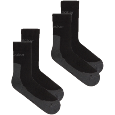 Icebreaker Men Merino Hike+ Light Crew 2 Pack Black/obsidian M Icebreaker Men Merino Hike+ Light Crew 2 Pack Black/obsidian M