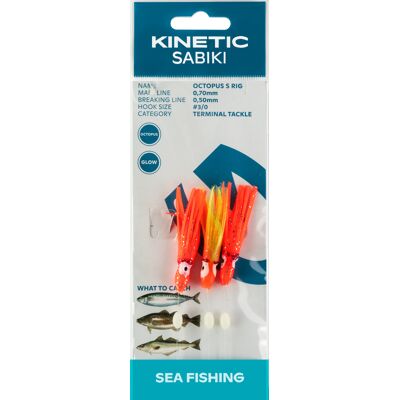 Kinetic Sabiki Octopus Small Red/Orange #3/0 Kinetic Sabiki Octopus Small Red/Orange #3/0