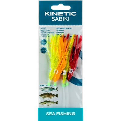 Kinetic Sabiki Octopus M Yellow/orange Pink/Blue #3/0 Kinetic Sabiki Octopus M Yellow/orange Pink/Blue #3/0
