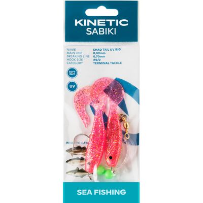 Kinetic Sabiki Shad Tail Pink/Glitter #6/0 Kinetic Sabiki Shad Tail Pink/Glitter #6/0