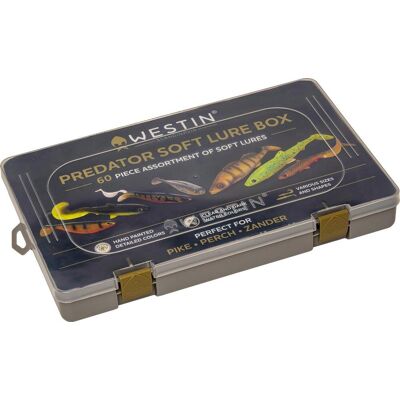 Westin Predator Soft Lure Box Clear and Dark Water Colors Various Sizes and Shapes Westin Predator Soft Lure Box Clear and Dark Water Colors Various Sizes and Shapes