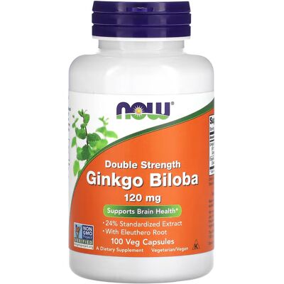 NOW Foods Ginkgo Biloba Dobbeltstyrke 120mg - Vegetariske Kapsler NOW Foods Ginkgo Biloba Dobbeltstyrke 120mg - Vegetariske Kapsler