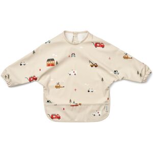 Liewood Merle printed cape bib - emergency vehicle/sandy