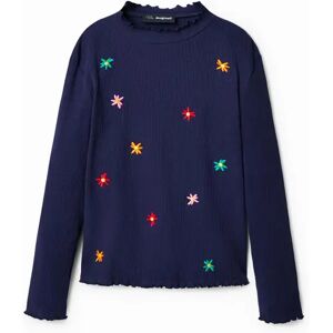 Desigual Flower embroidery T-shirt - BLUE - 13/14