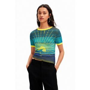 Desigual Knit wave T-shirt - BLUE - XXL