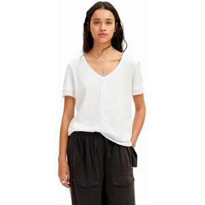 Desigual Openwork V-neck T-shirt - WHITE - L