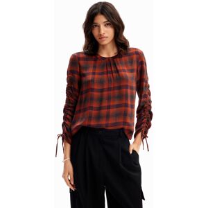 Desigual Adjustable sleeve plaid blouse - RED - XL