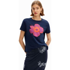 Desigual Flower illustration T-shirt - BLUE - XS