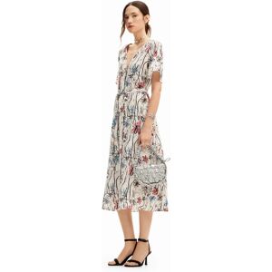 Desigual Midi dress with arty flowers. - WHITE - M