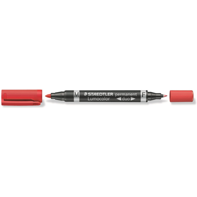 Staedtler Merkepenn Lumocolor Duo – Permanent, Smussavisende (Sta3482, Rød, 10 Eske) rød Staedtler Merkepenn Lumocolor Duo – Permanent, Smussavisende (Sta3482, Rød, 10 Eske) rød