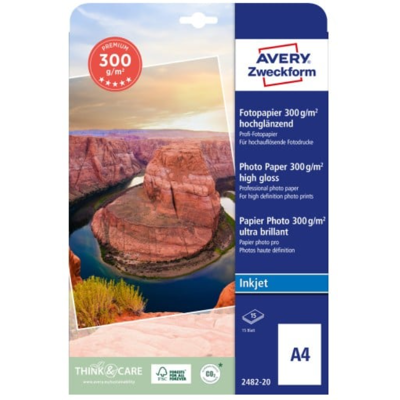 Avery 2482-20 Premium Inkjet-Fotopapir A4 Hvit Hvit Avery 2482-20 Premium Inkjet-Fotopapir A4 Hvit Hvit
